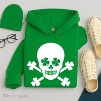Irish Shamrock Skull Hoodie thumb 4