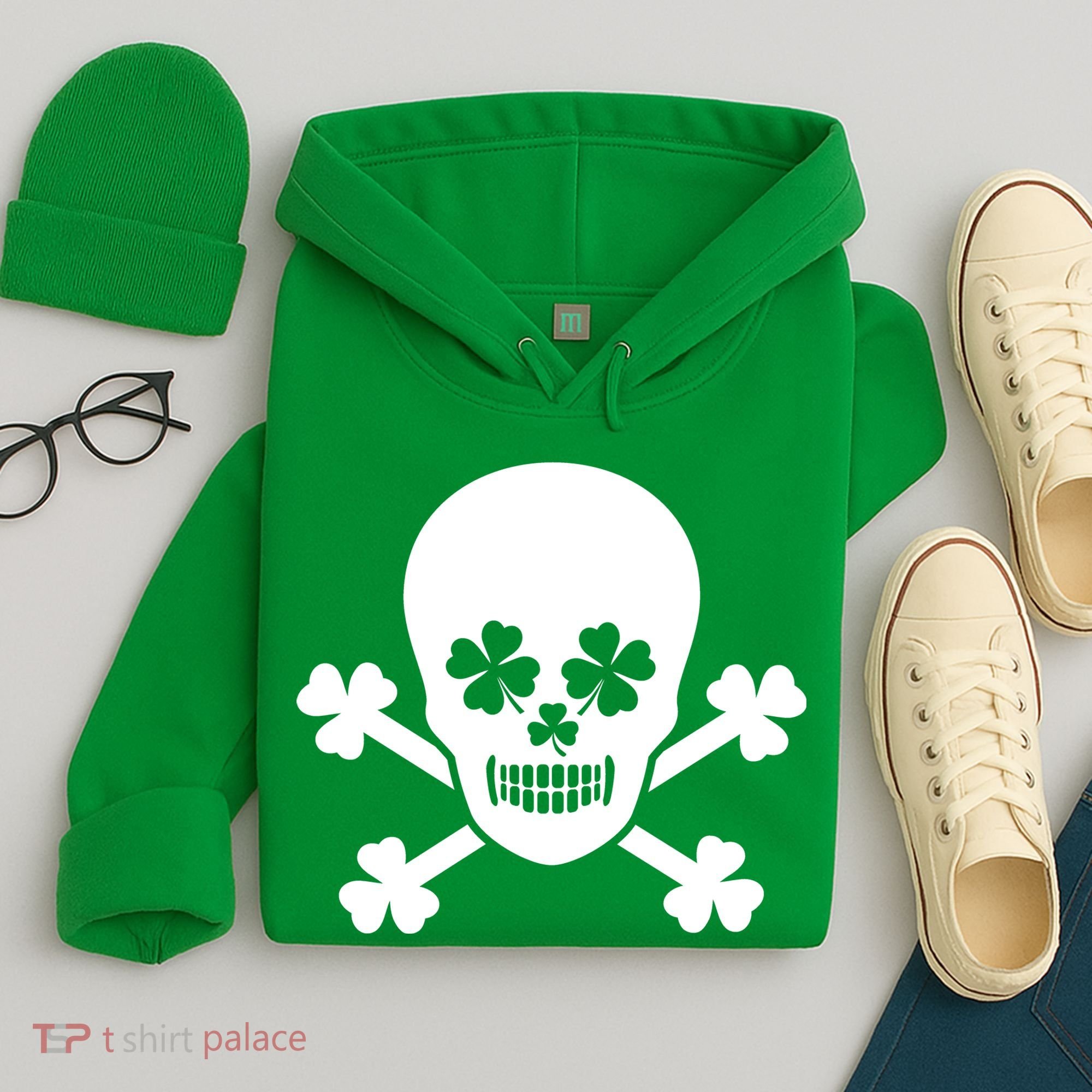 Irish Shamrock Skull Hoodie