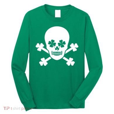 Irish Shamrock Skull Long Sleeve Shirt