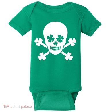 Irish Shamrock Skull Baby Bodysuit