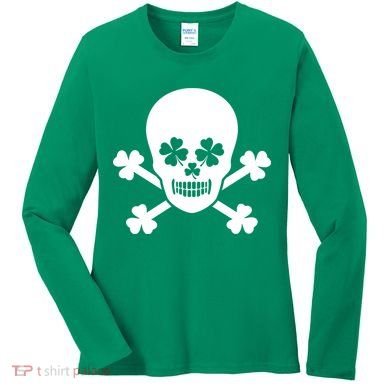 Irish Shamrock Skull Women's Long Sleeve Shirt