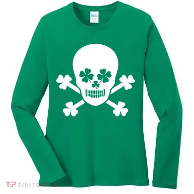 Irish Shamrock Skull Women's Long Sleeve Shirt