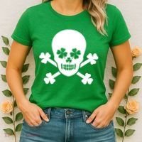Irish Shamrock Skull Women's T-Shirt thumb 2