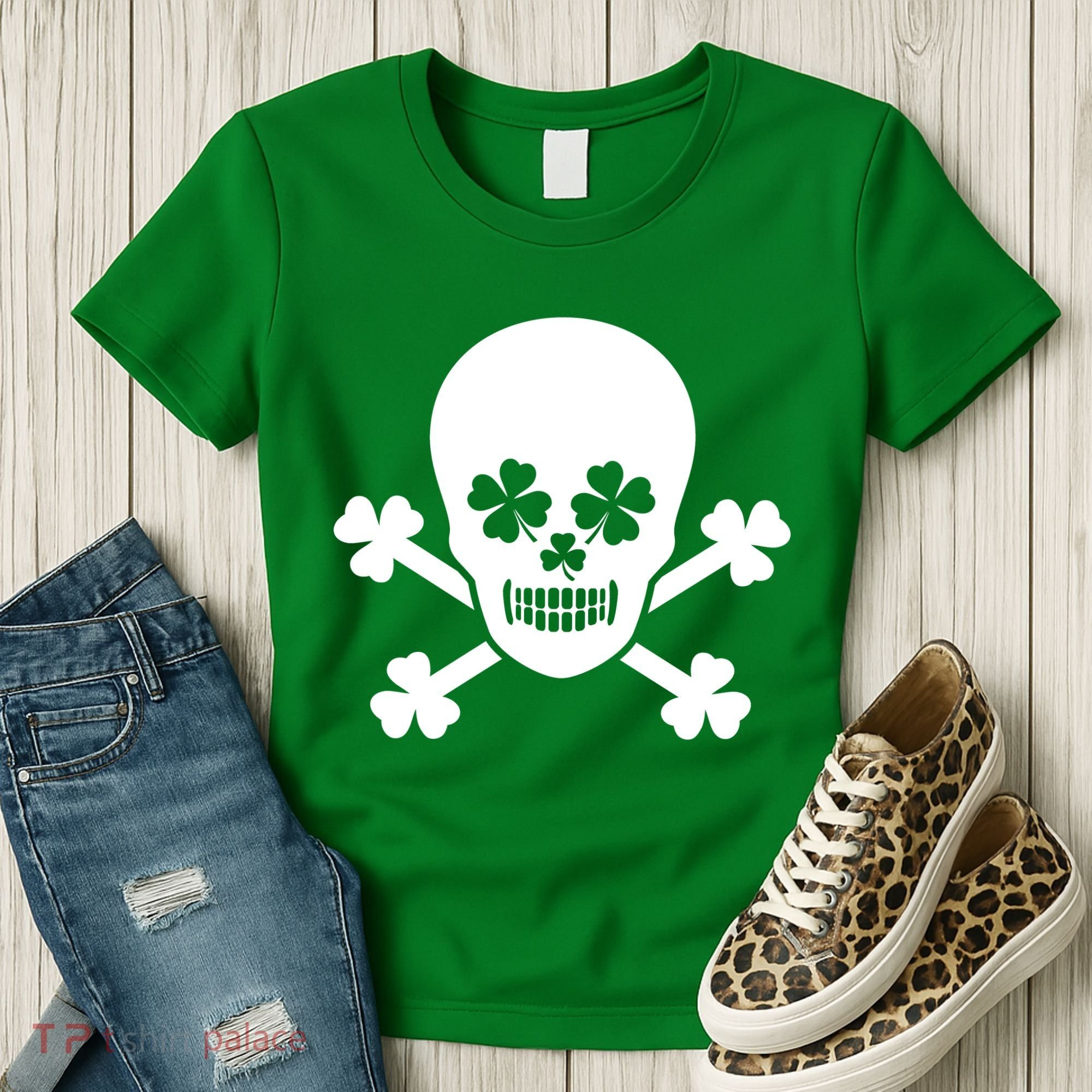 Irish Shamrock Skull Women's T-Shirt