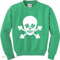 Irish Shamrock Skull Kids Sweatshirt thumb 0