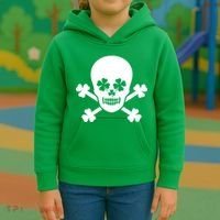 Irish Shamrock Skull Kids Hoodie thumb 3