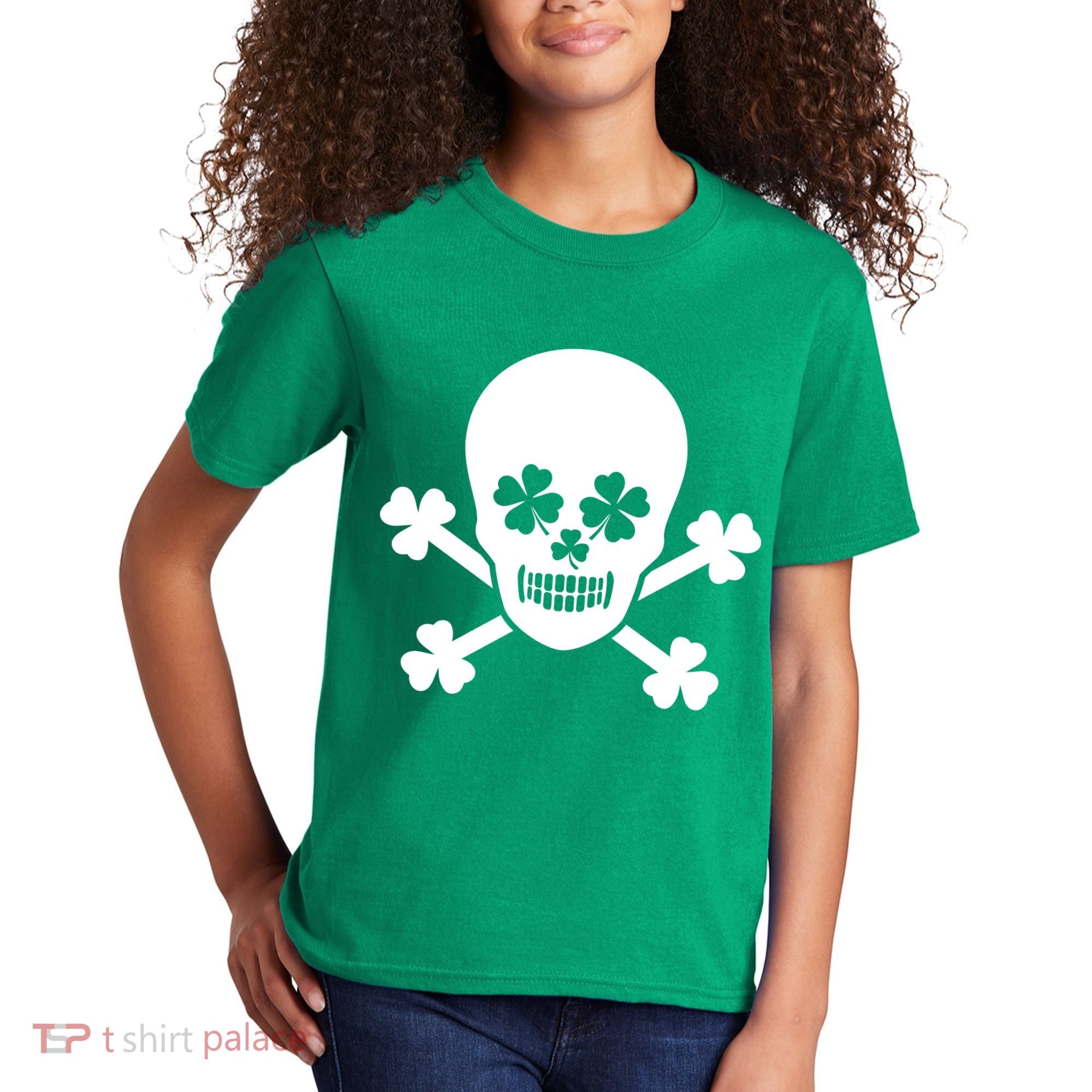Irish Shamrock Skull Kids T-Shirt
