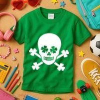 Irish Shamrock Skull Kids T-Shirt thumb 3