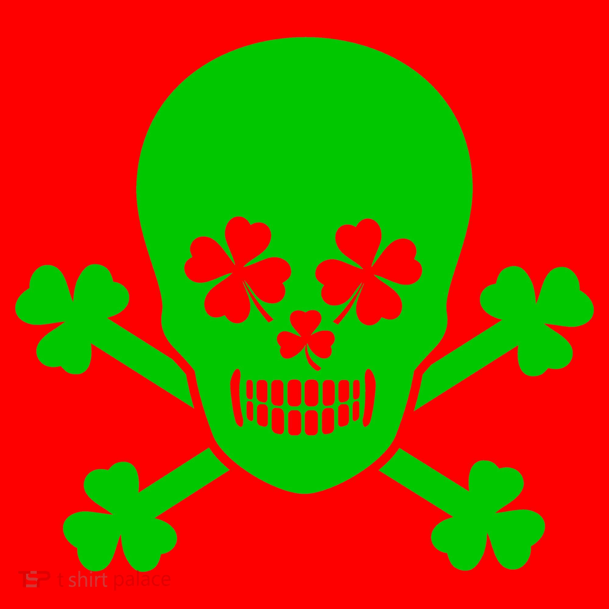 Irish Shamrock Skull Santa Hat