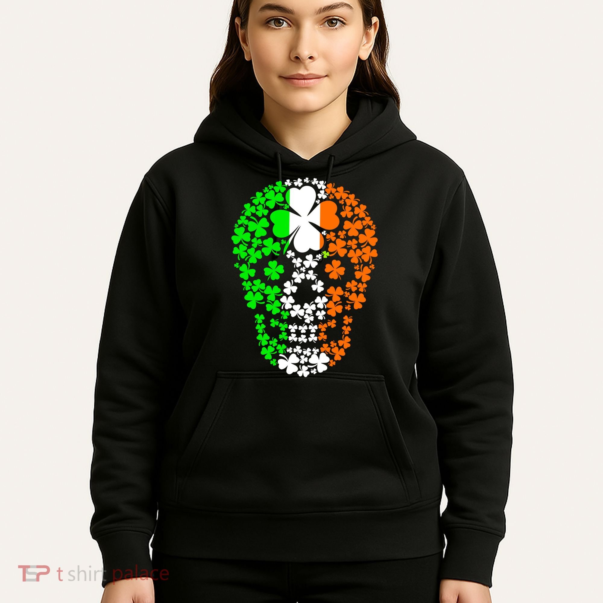 Irish Skull Ireland Clover Hoodie