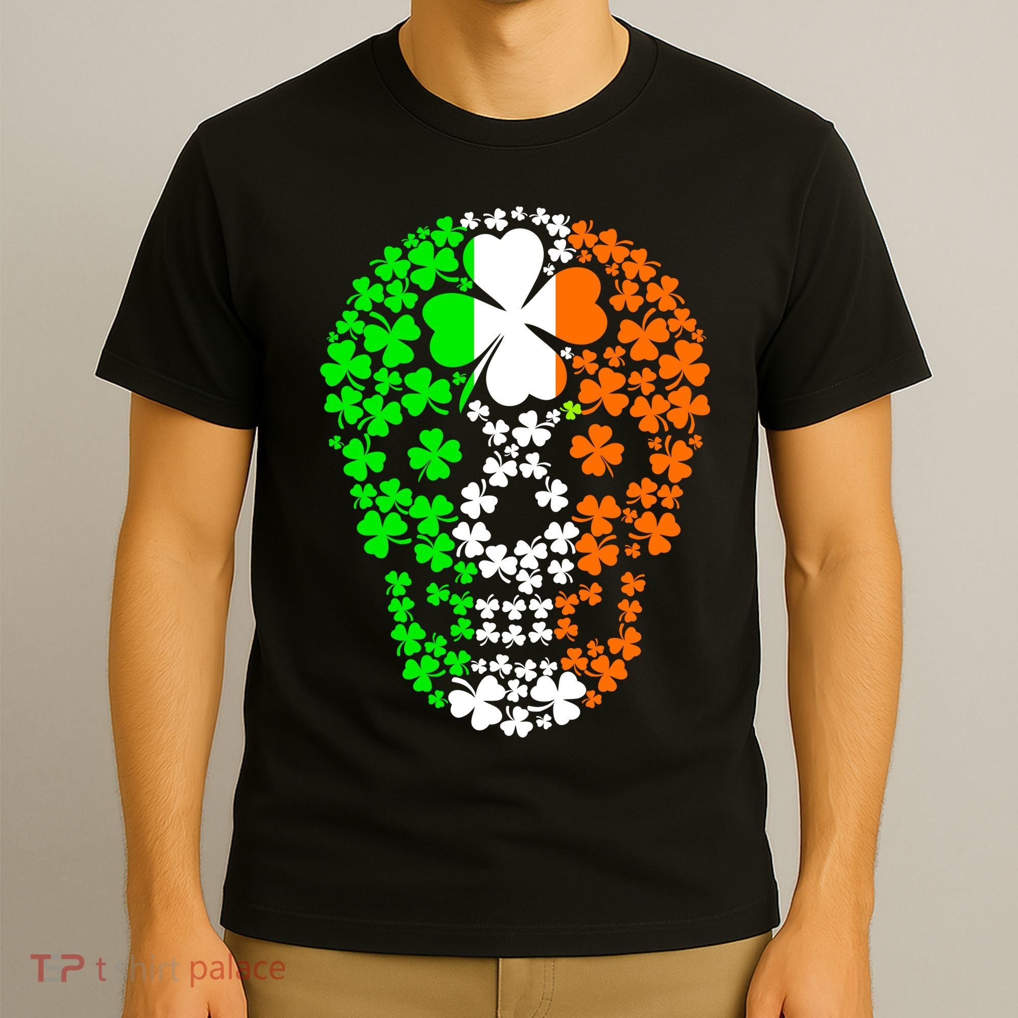 Irish Skull Ireland Clover T-Shirt