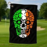 Irish Skull Ireland Clover Golf Towel thumb 1