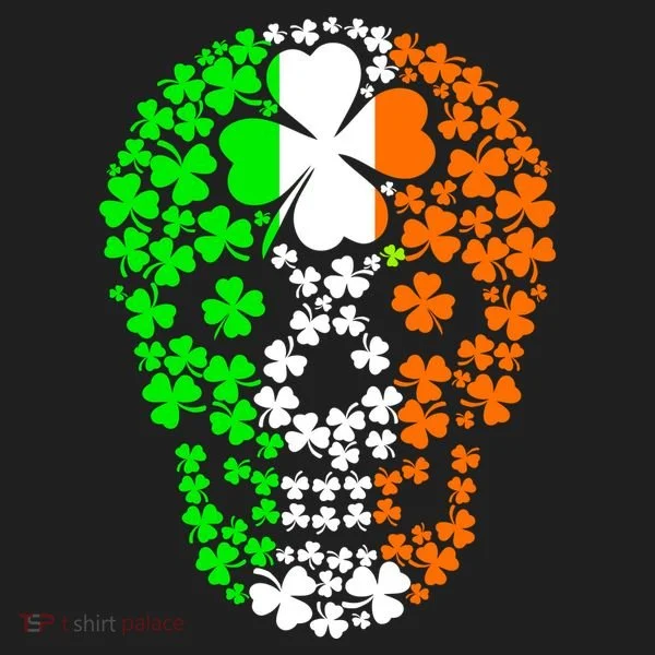 Irish Skull Ireland Clover Golf Towel