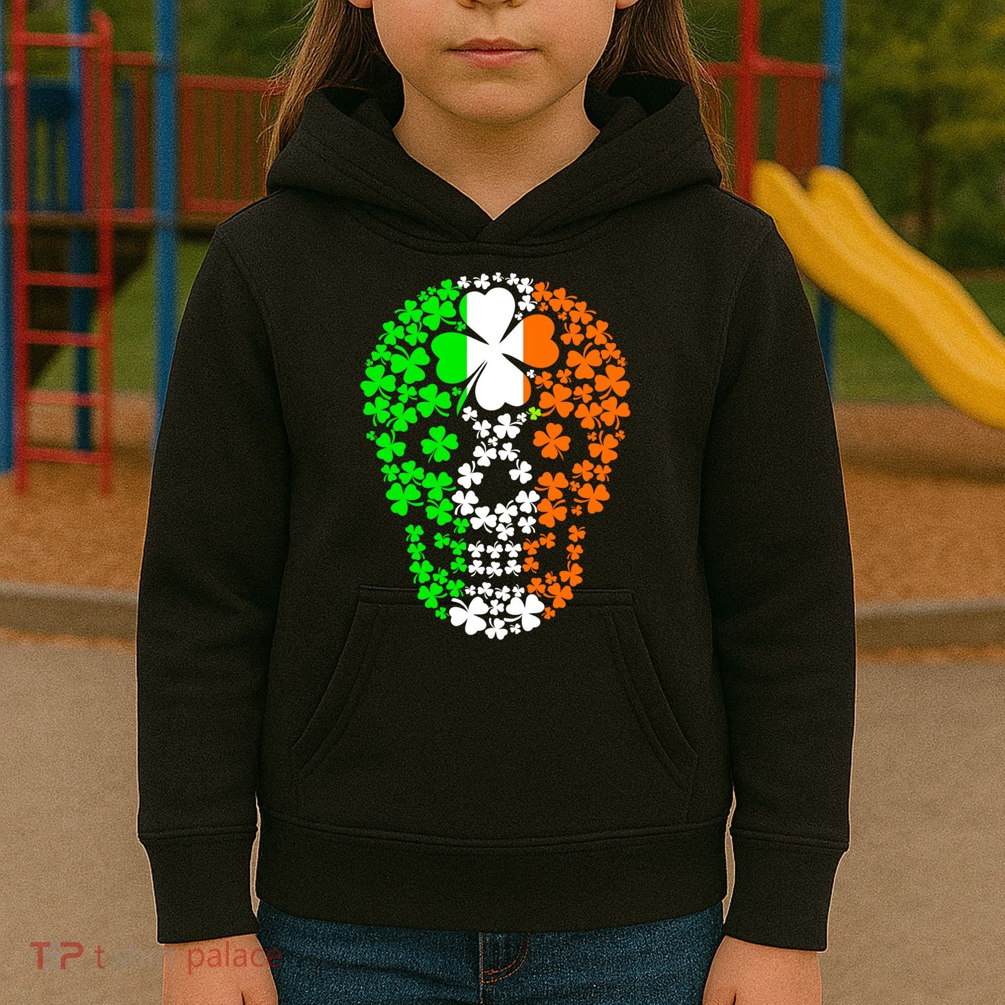 Irish Skull Ireland Clover Kids Hoodie