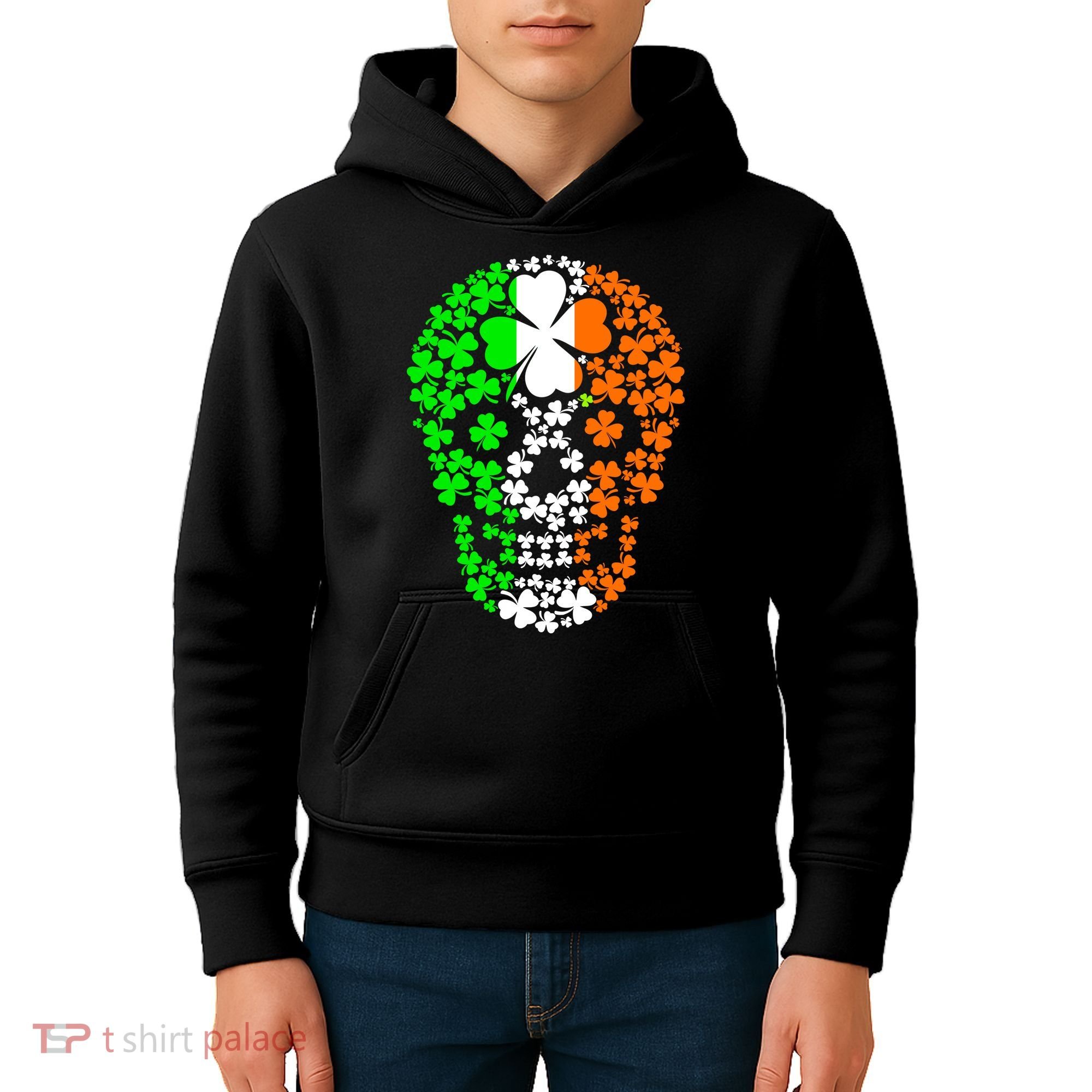 Irish Skull Ireland Clover Kids Hoodie
