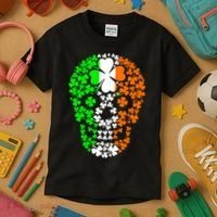 Irish Skull Ireland Clover Kids T-Shirt thumb 3