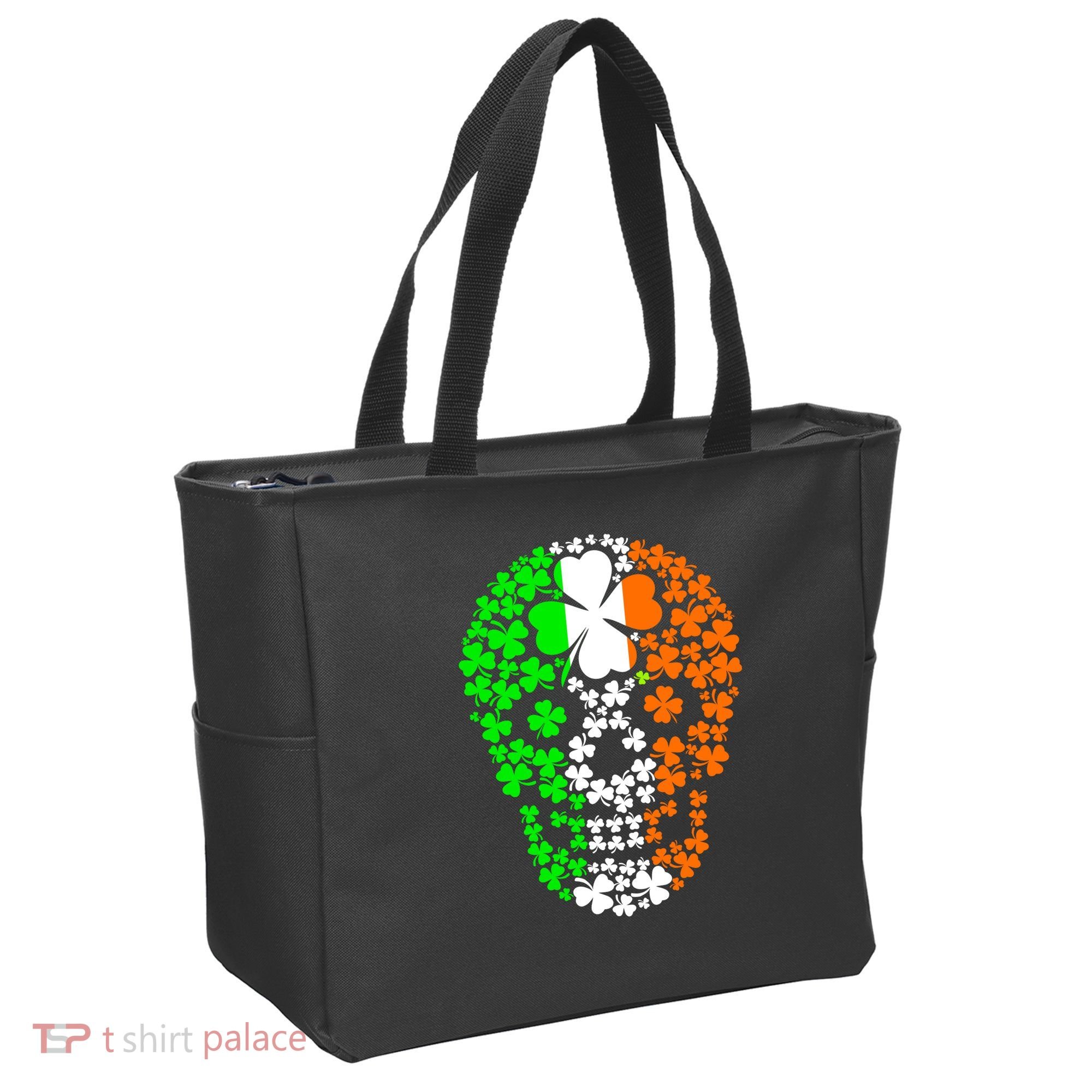 Irish Skull Ireland Clover Tote Bag