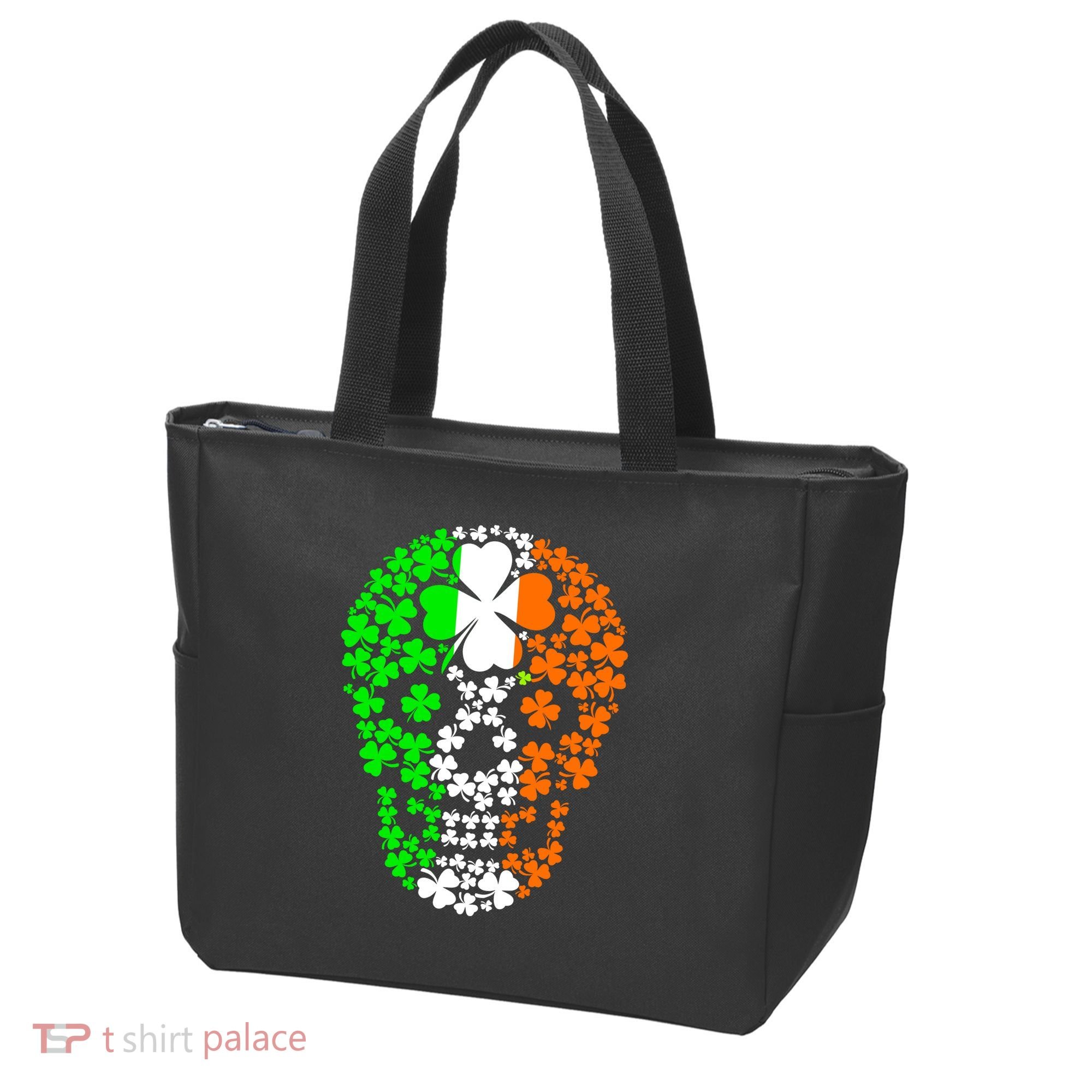 Irish Skull Ireland Clover Tote Bag