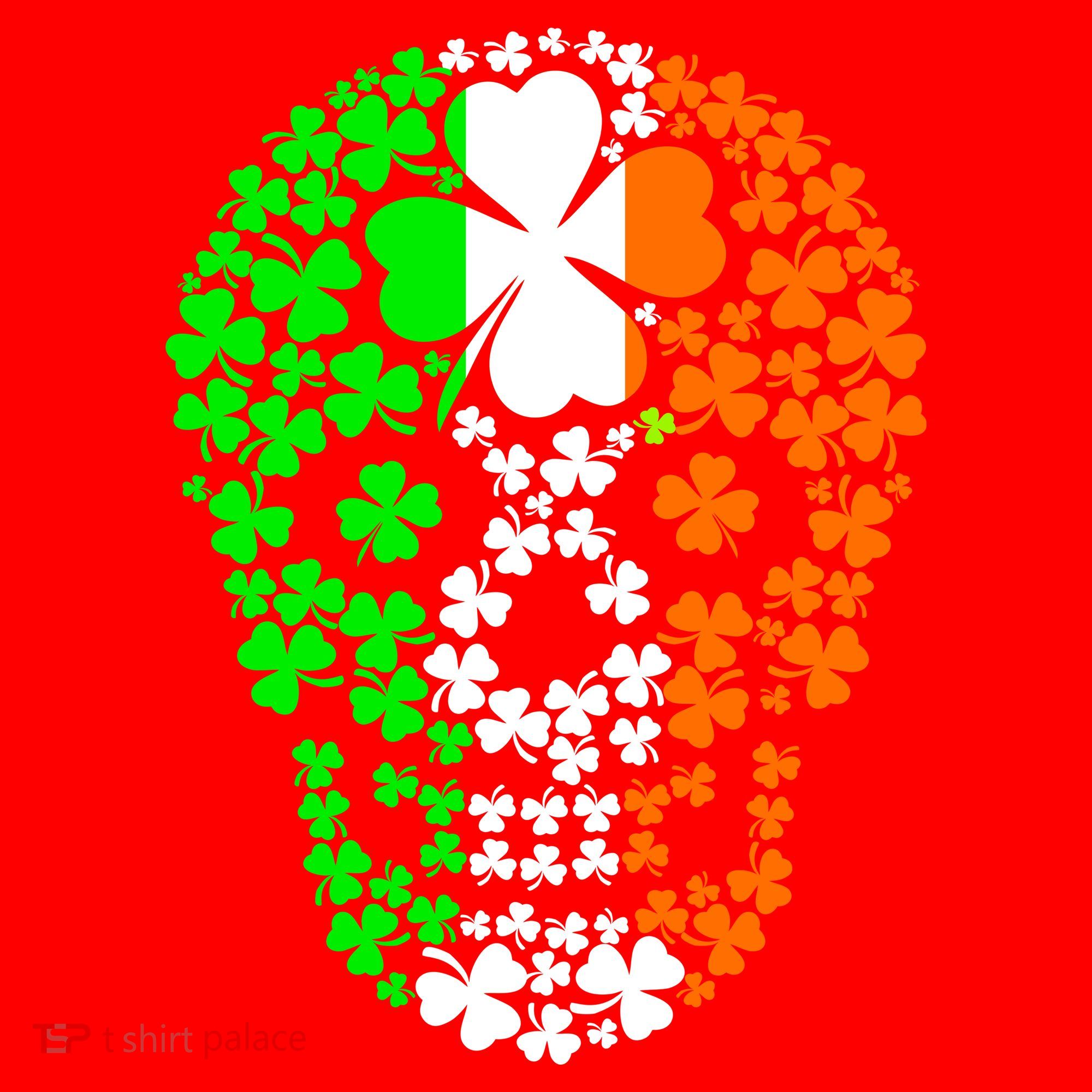 Irish Skull Ireland Clover Santa Hat