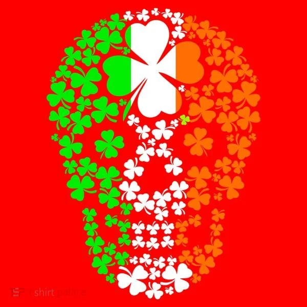 Irish Skull Ireland Clover Santa Hat