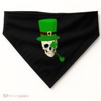 Irish Skull Smoking A Pipe USA-Made Doggie Bandana thumb 0