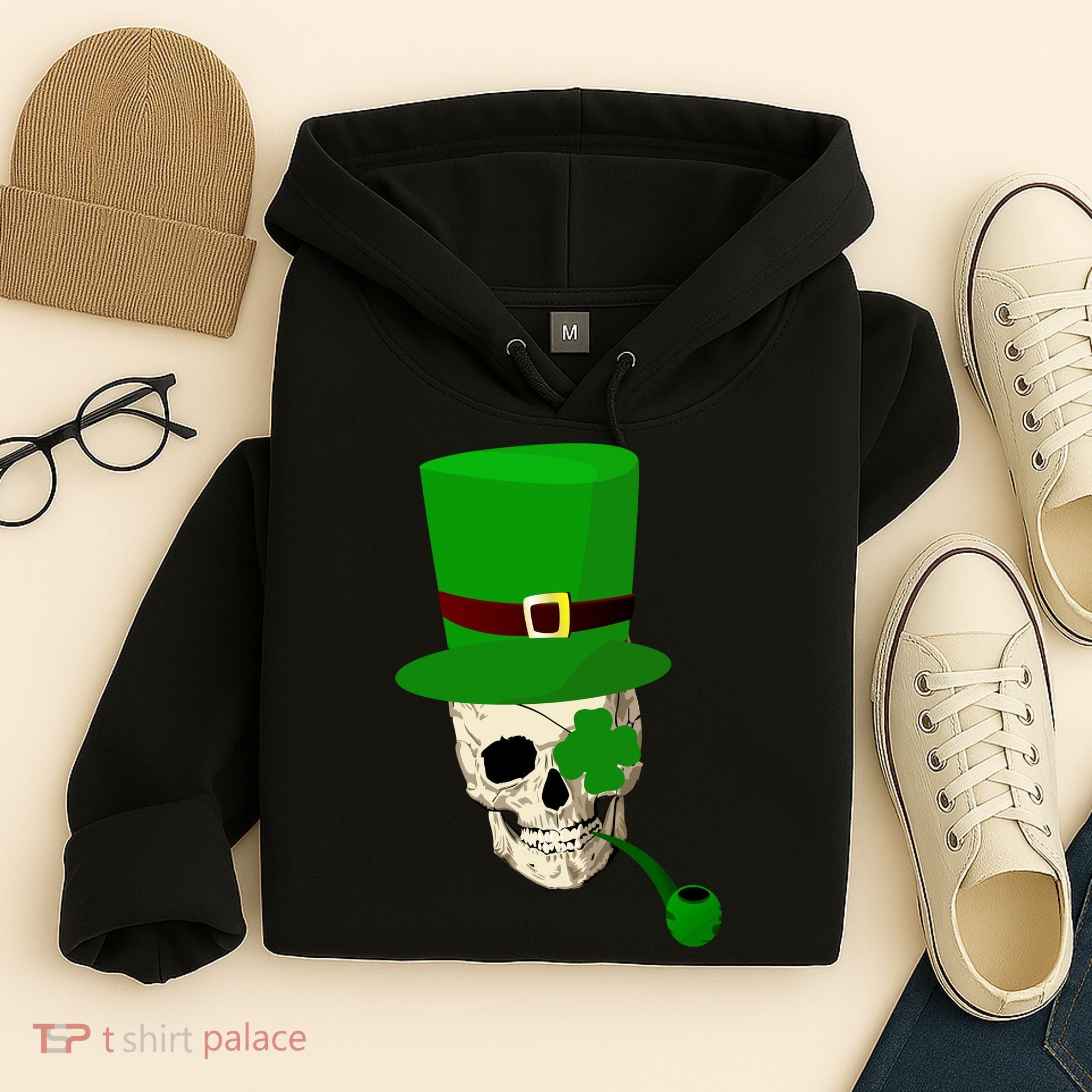 Irish Skull Smoking A Pipe Hoodie