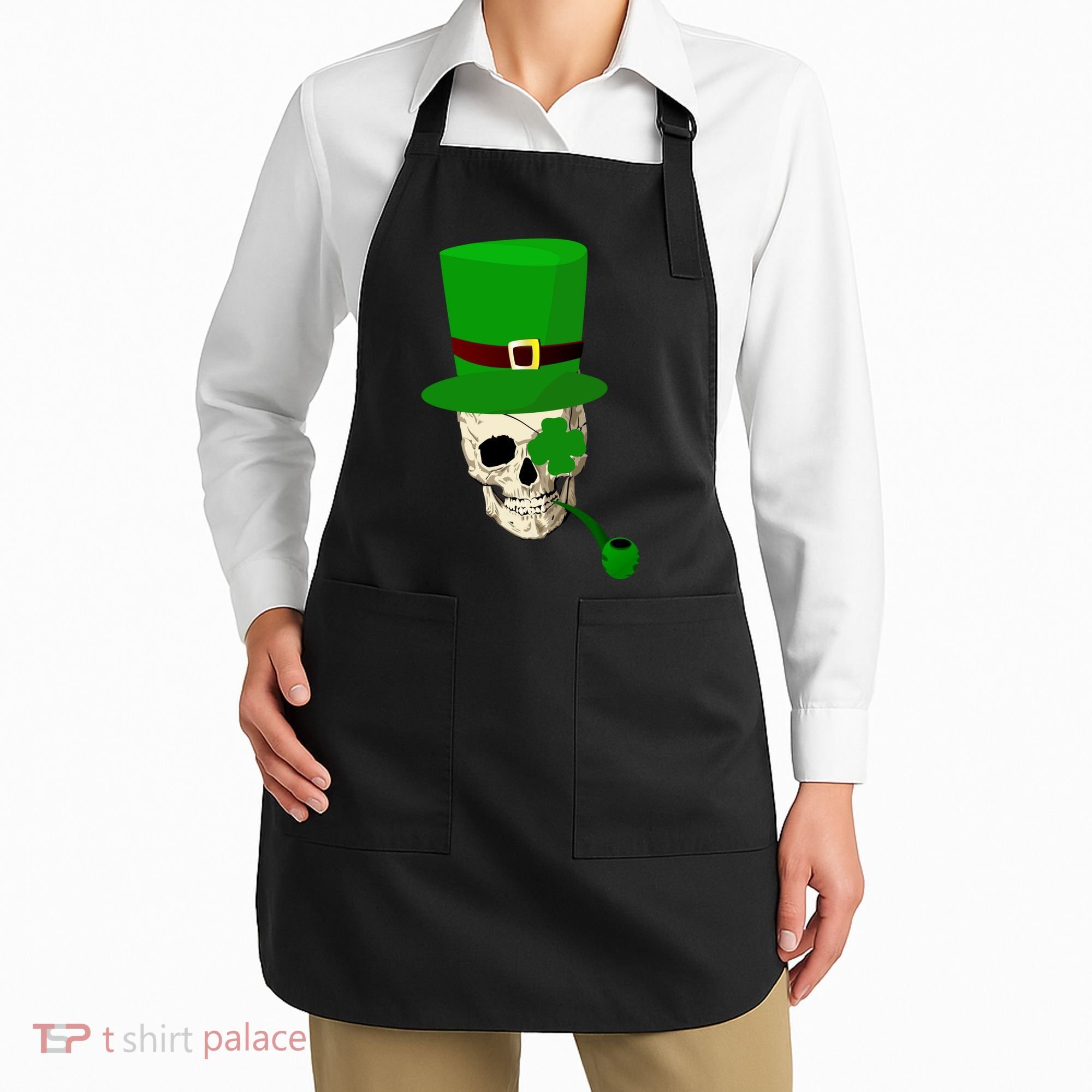 Irish Skull Smoking A Pipe Apron