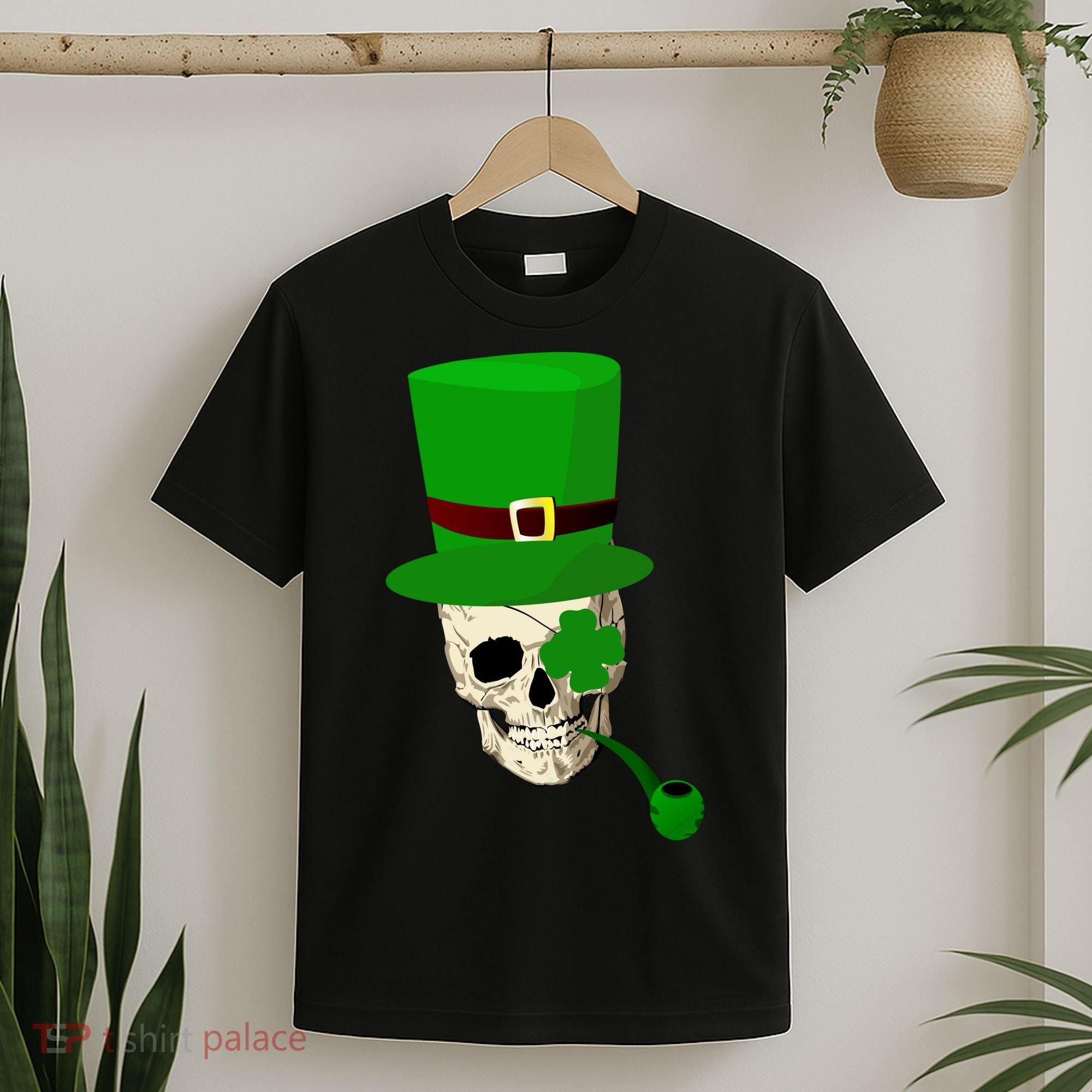 Irish Skull Smoking A Pipe T-Shirt
