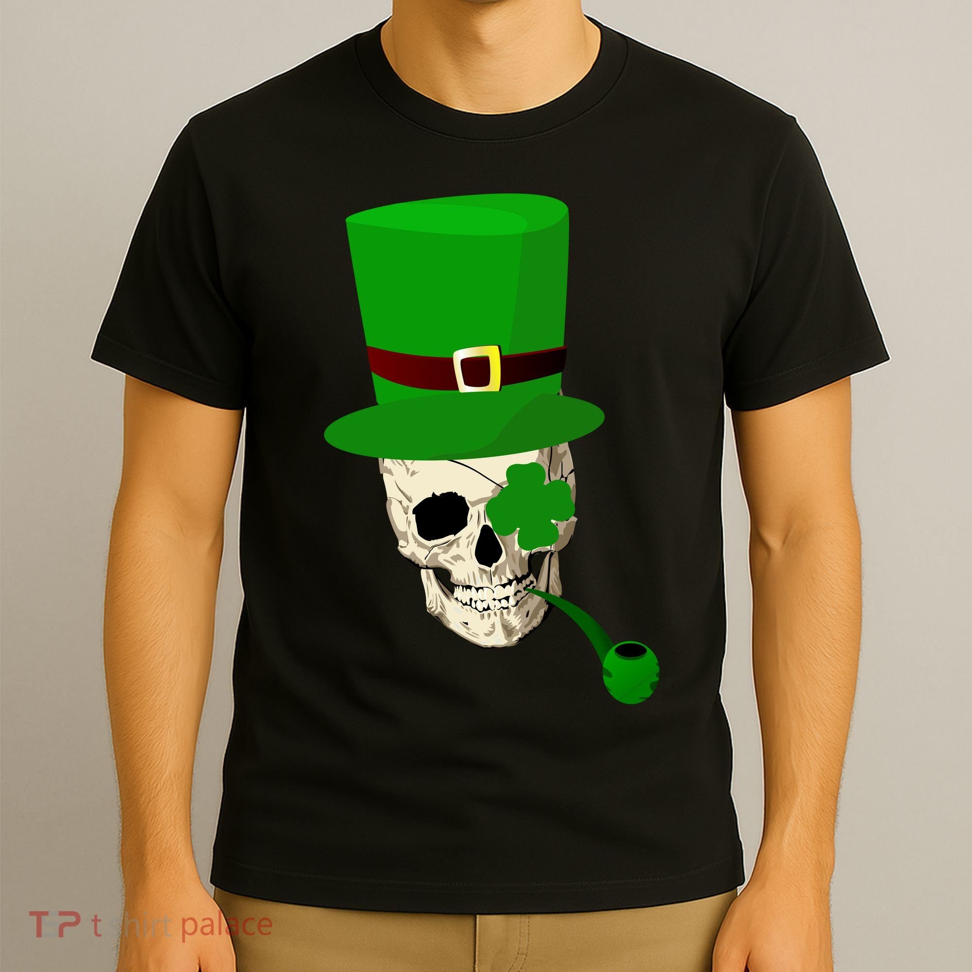 Irish Skull Smoking A Pipe T-Shirt