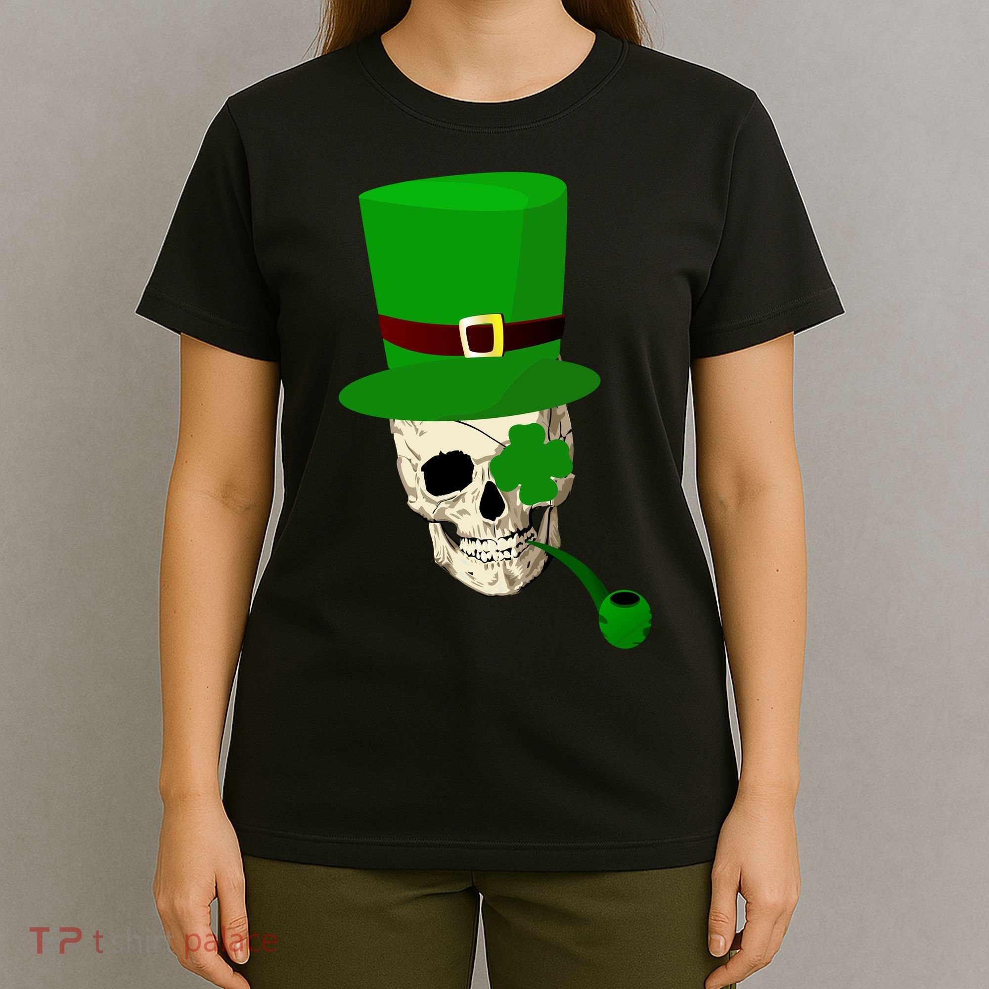 Irish Skull Smoking A Pipe T-Shirt