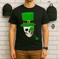 Irish Skull Smoking A Pipe T-Shirt thumb 6