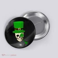 Irish Skull Smoking A Pipe Button thumb 0