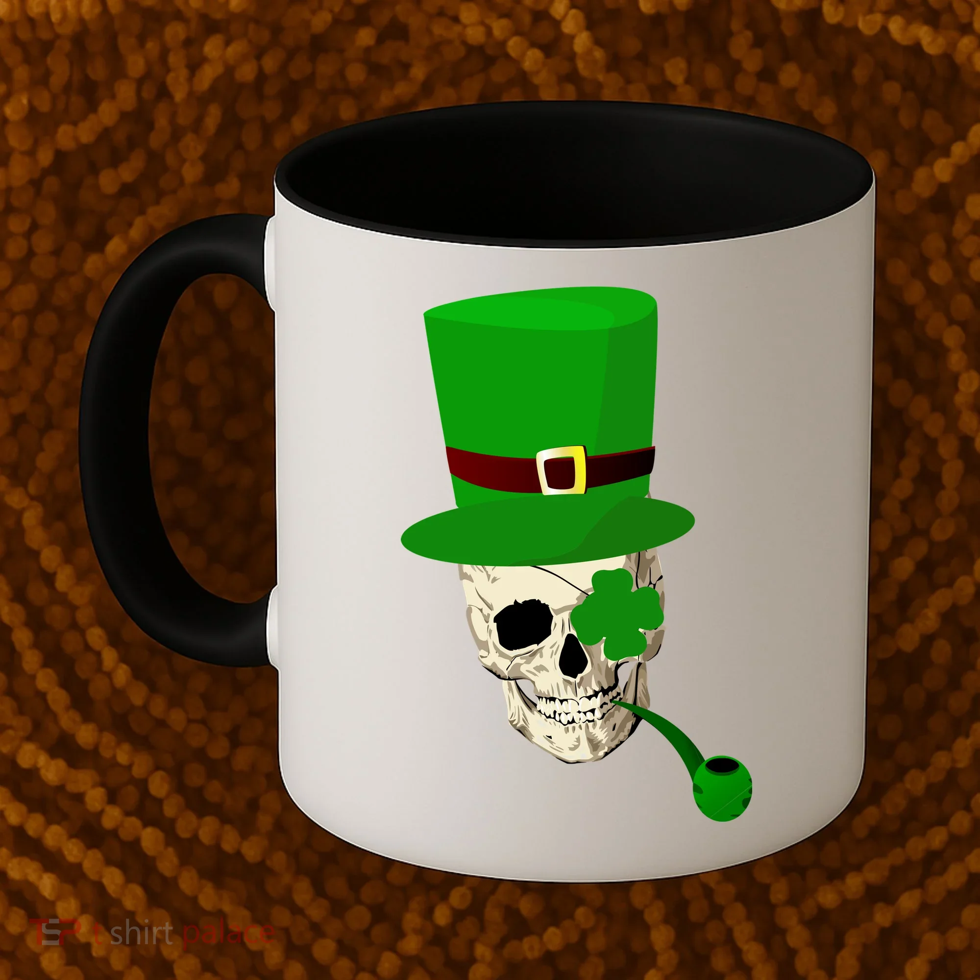 Irish Skull Smoking A Pipe Coffee Mug