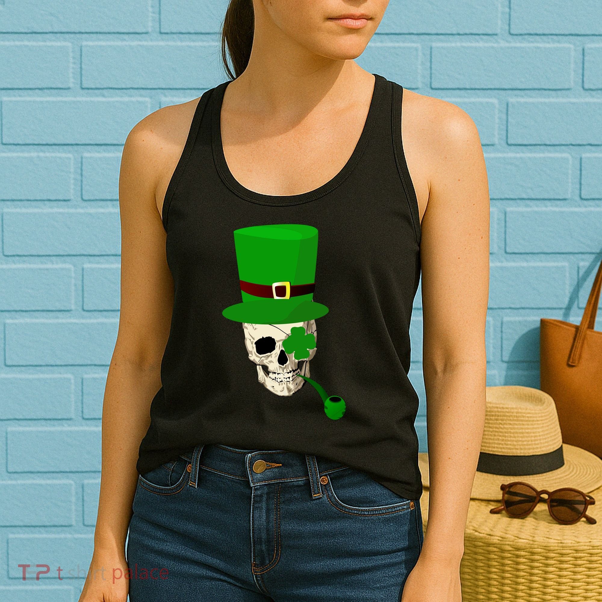 Irish Skull Smoking A Pipe Women's Tank Top