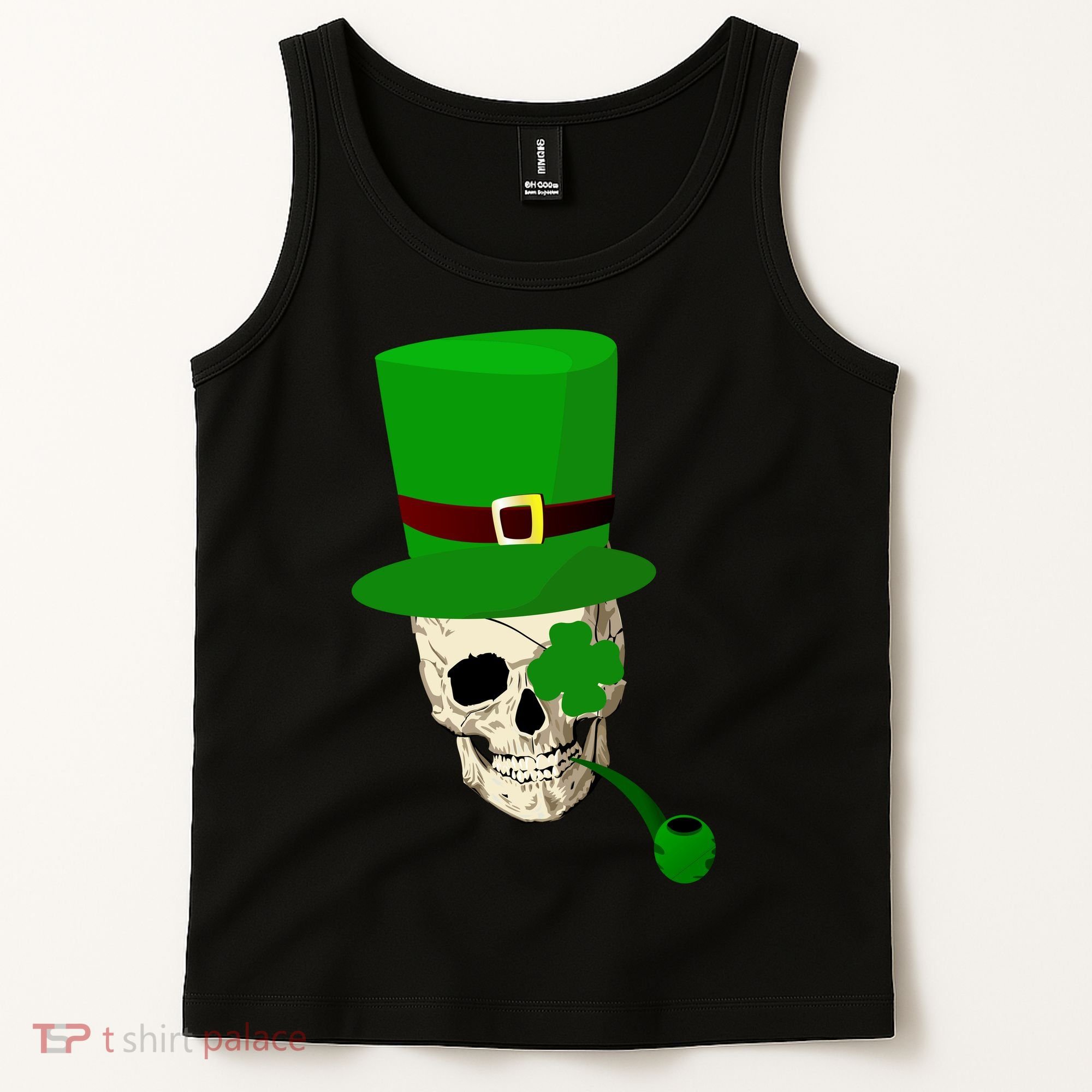 Irish Skull Smoking A Pipe Tank Top