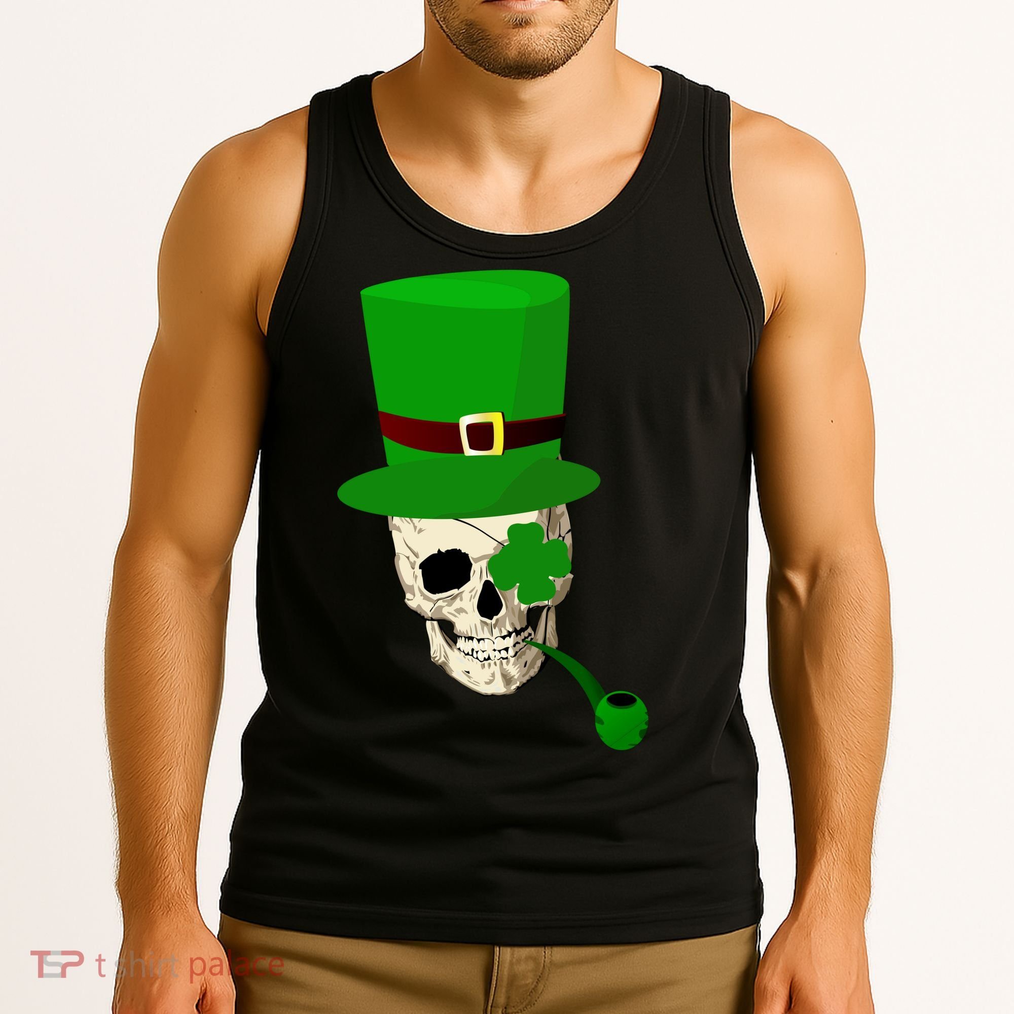 Irish Skull Smoking A Pipe Tank Top