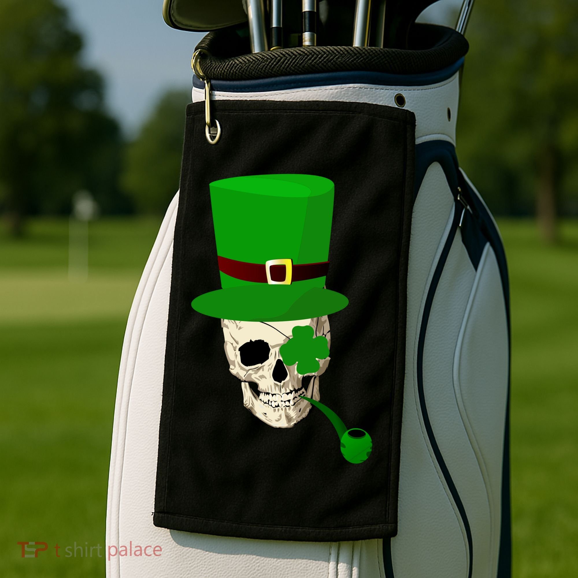 Irish Skull Smoking A Pipe Golf Towel