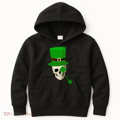 Irish Skull Smoking A Pipe Kids Hoodie