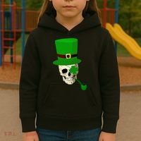 Irish Skull Smoking A Pipe Kids Hoodie thumb 3