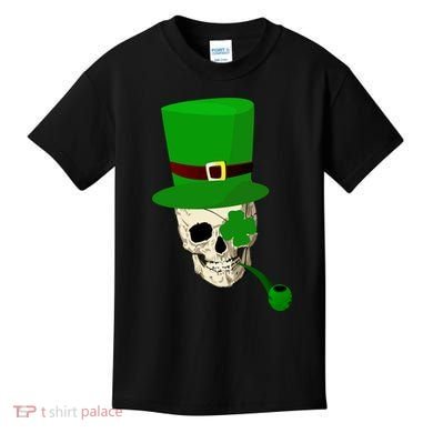 Irish Skull Smoking A Pipe Kids T-Shirt
