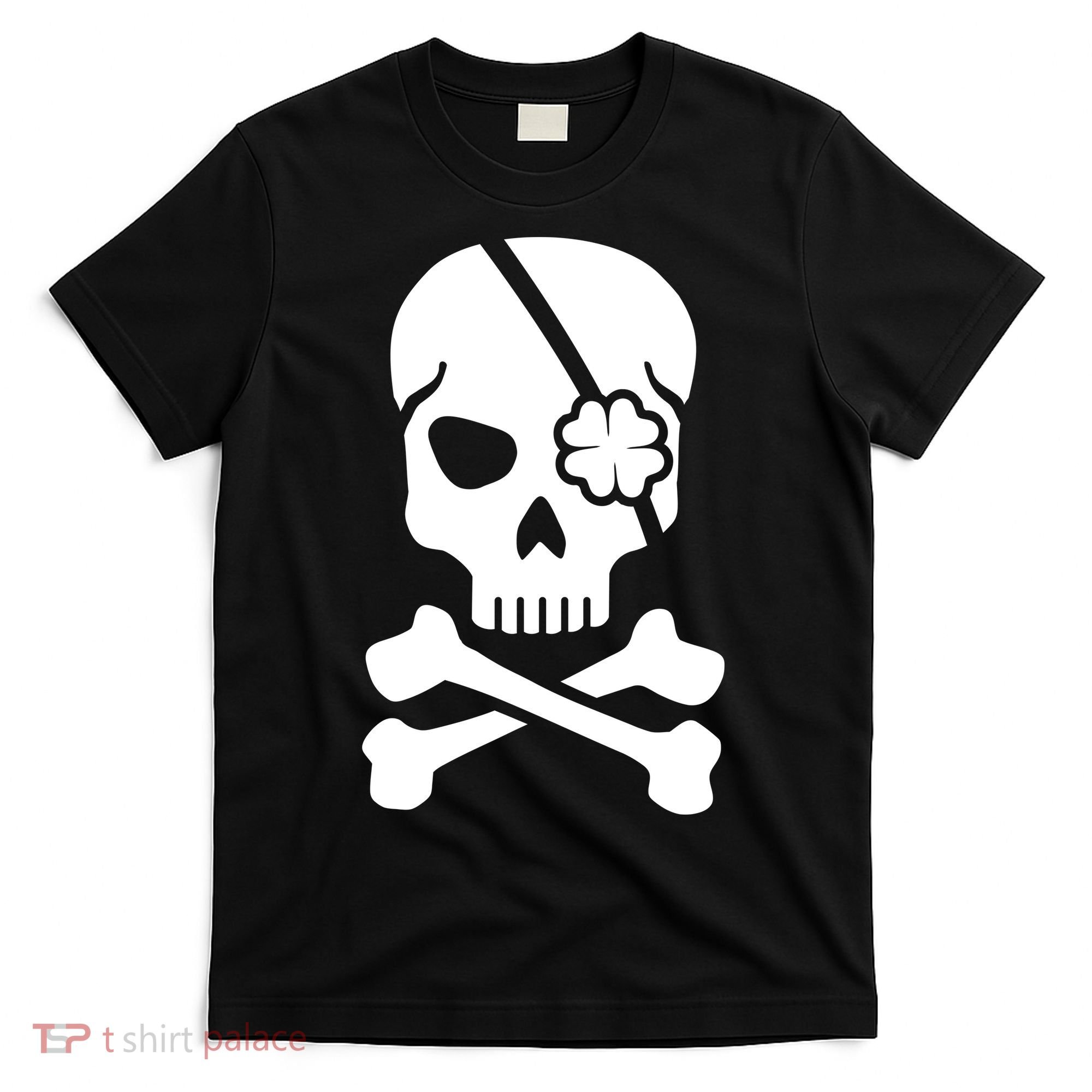 Irish Skull With A Pirate Clover Patch T-Shirt
