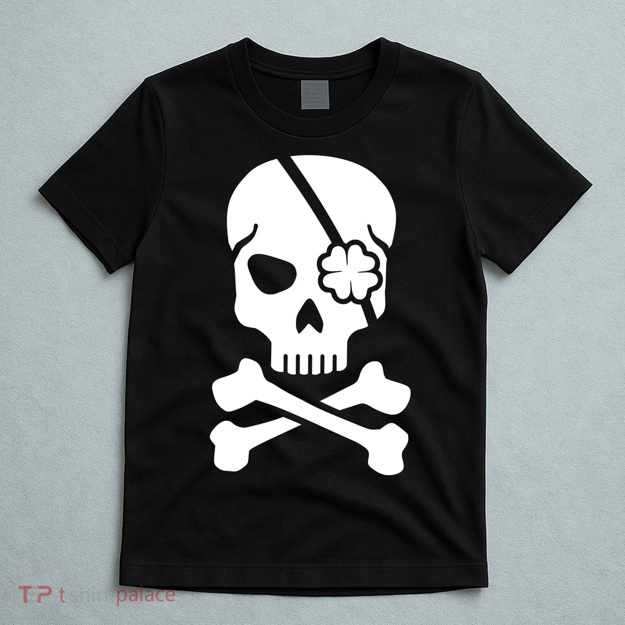 Irish Skull With A Pirate Clover Patch T-Shirt