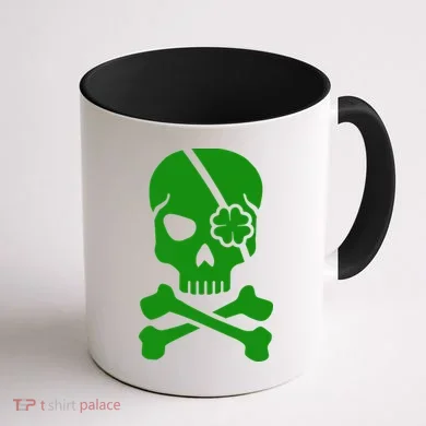 Irish Skull With A Pirate Clover Patch Coffee Mug back