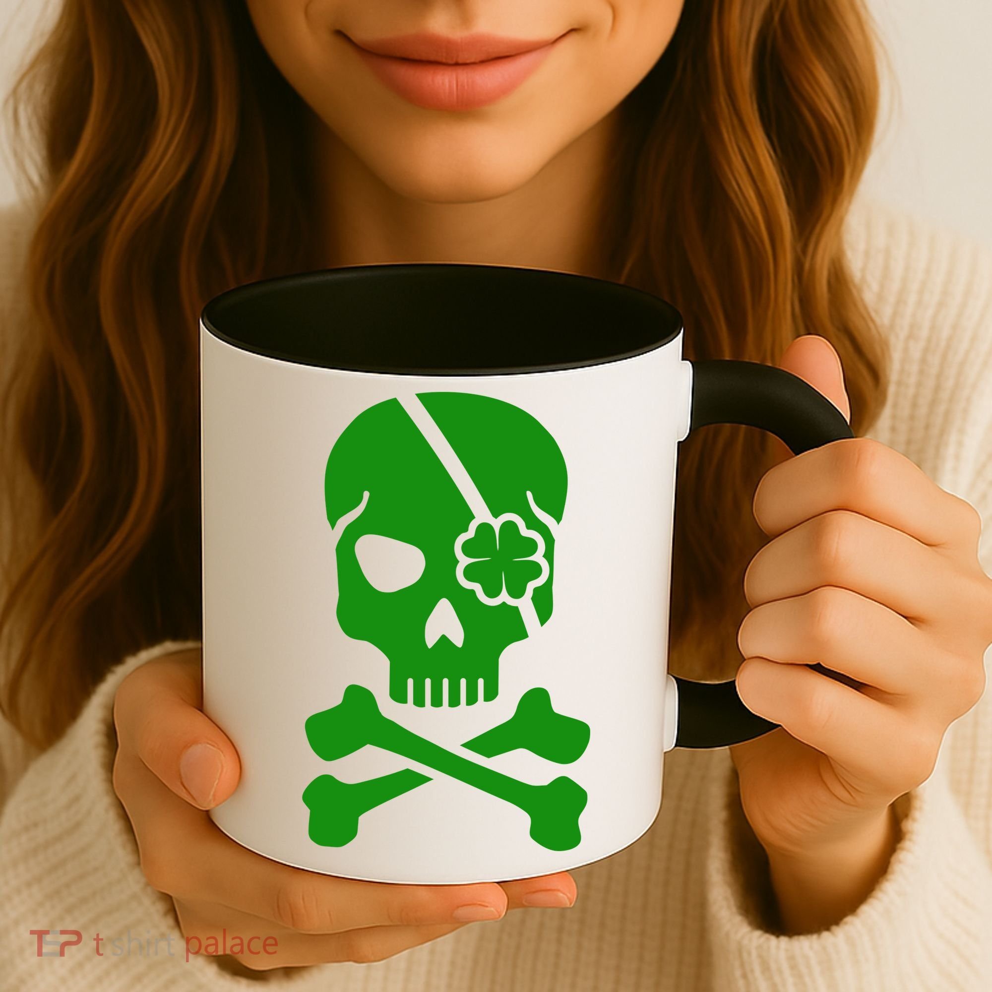 Irish Skull With A Pirate Clover Patch Coffee Mug
