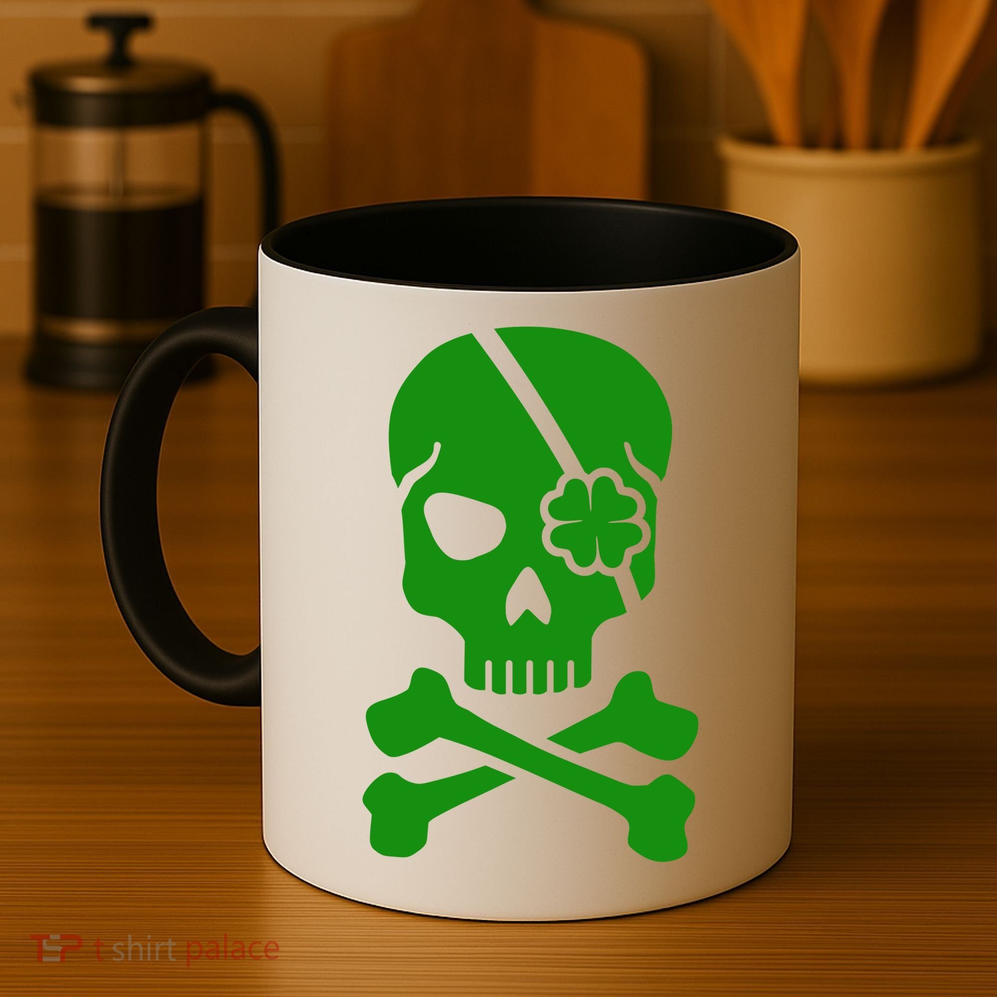 Irish Skull With A Pirate Clover Patch Coffee Mug