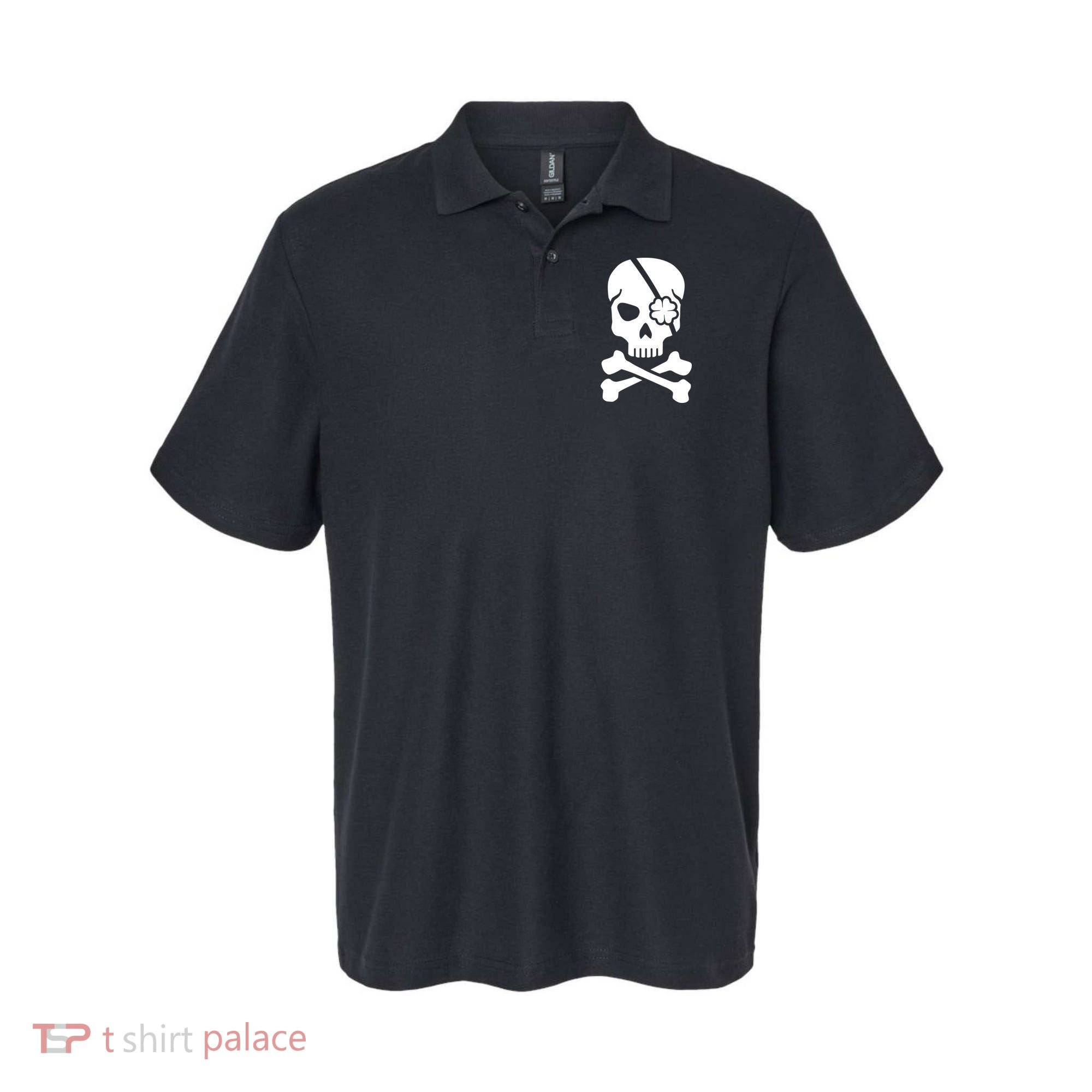 Irish Skull With A Pirate Clover Patch Polo