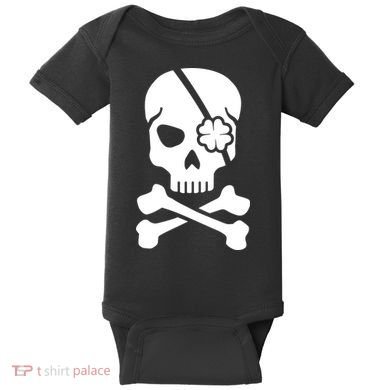 Irish Skull With A Pirate Clover Patch Baby Bodysuit