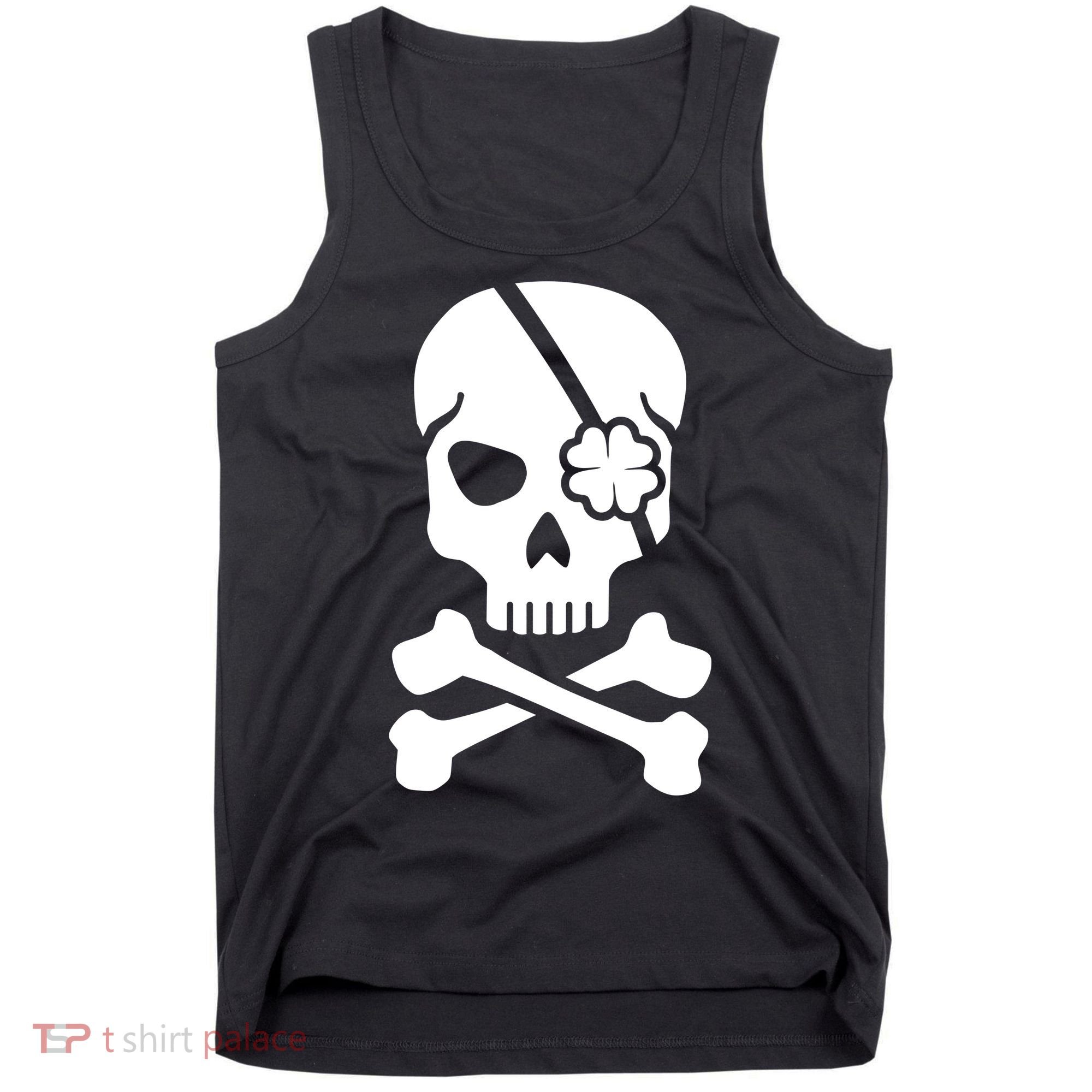 Irish Skull With A Pirate Clover Patch Tank Top