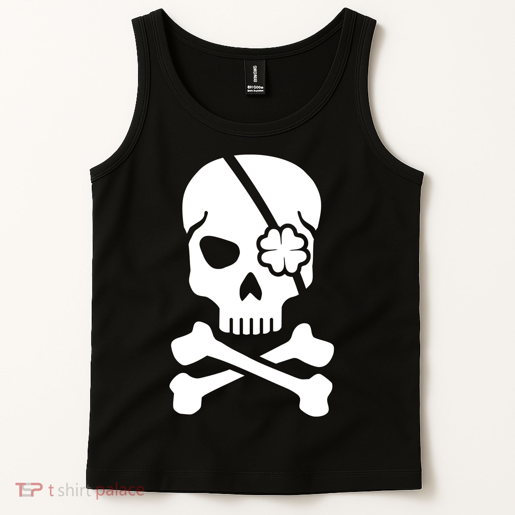 Irish Skull With A Pirate Clover Patch Tank Top