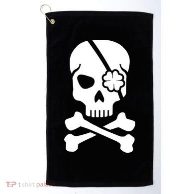 Irish Skull With A Pirate Clover Patch Golf Towel